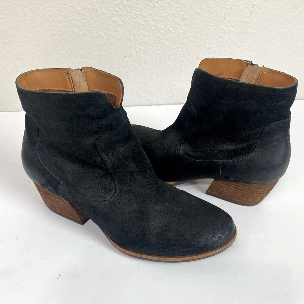 Kork-Ease Sherrill Black Suede Leather Western Bootie Size 8
